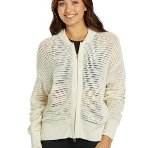 Cream Knit Zip-Up Sweater